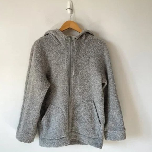 Lululemon So Sherpa Silver Wool Hooded Full Zip Teddy Boucle Grey Jacket Size 6 - Picture 5 of 8